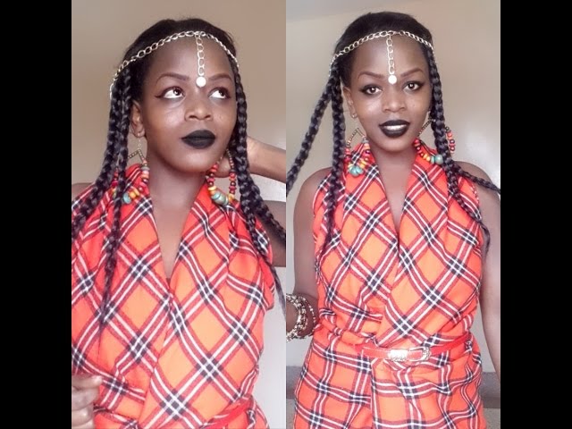 DIY Maasai dress with accessories.