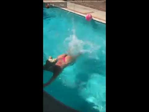 Julie Cash Pool Workout on IGStories