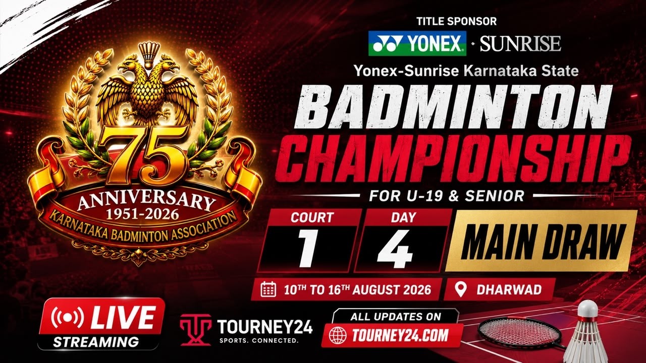 Court 1 - Day 4 | MAIN DRAW | KBA - YONEX-SUNRISE KARNATAKA STATE JUNIOR U19 & Seniors Championship