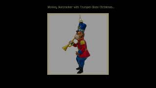 Monkey Nutcracker with Trumpet Glass Christmas Ornament 6 Inches