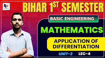 Bihar Polytechnic 1st Sem |Basic Engineering Mathematics | Unit-3 #4 |Application of Differentiation