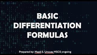 Basic Differentiation Formulas | Derivatives Formulas / Rules (Calculus) Bisaya Tutorial || xam yu