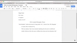 Annotated Bibliographies Format