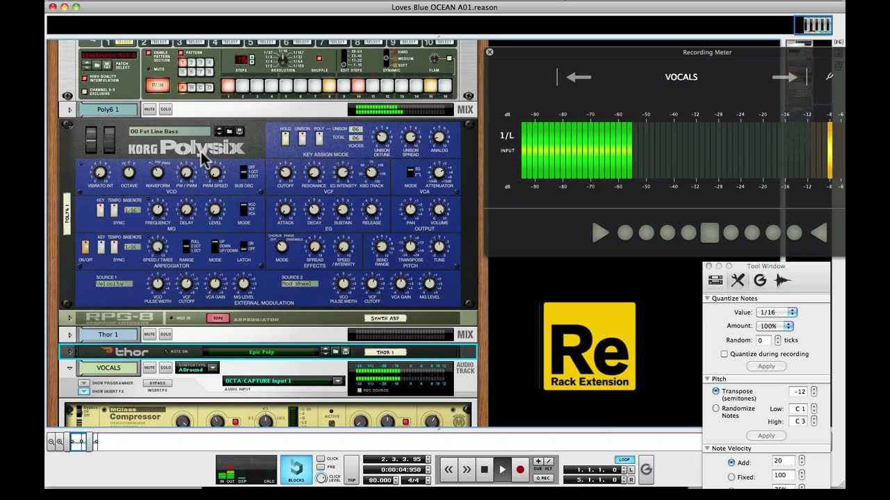KORG POLYSIX in REASON 6.5! Rack Extension Synth - Hiphop Electro Funk ...