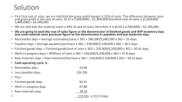 Cash Operating Cycle ACCA F9