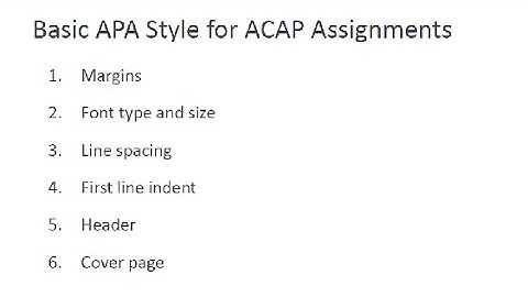 Basic APA Formatting for ACAP Assignments