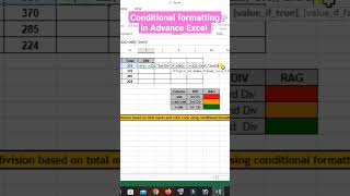 get the division based on total marks and colour code using Conditional formatting in Excel shorts