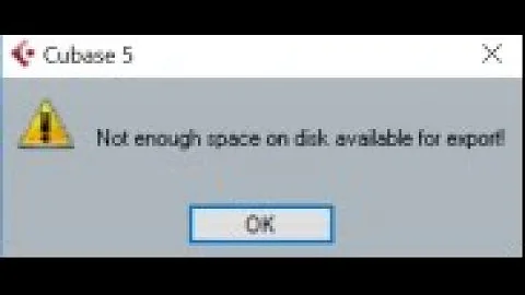 [CUBASE 5] HOW TO FIX "not enough space on disk avabile  for export"