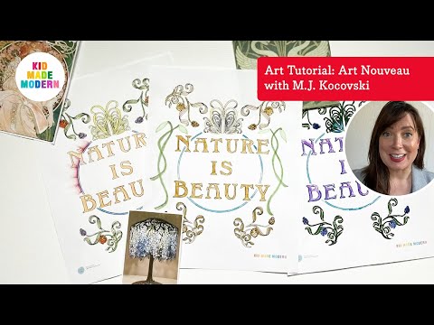 Art Nouveau Painting Tutorial - Arts and Crafts Lesson Great for Kids - Kid Made Modern
