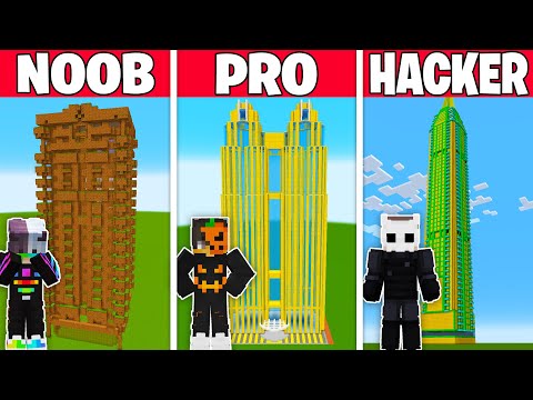 NOOB vs PRO vs HACKER: EN UZUN GÖKDELEN YAPI KAPIŞMASI! - Minecraft