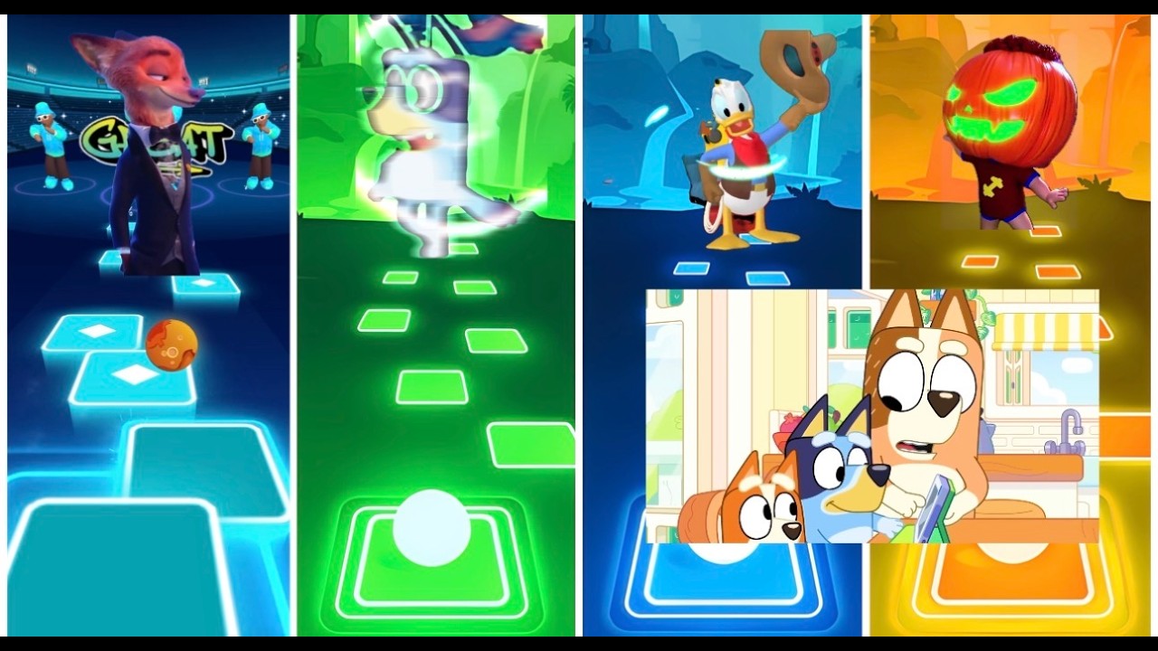 🎵 Прыжки по плиткам | Блюи Бинго Маффин 🆚 Микки Дональд Гуфи 🆚 Чип и Дейл 🆚 Миллиарды Малыш Хэллоуин