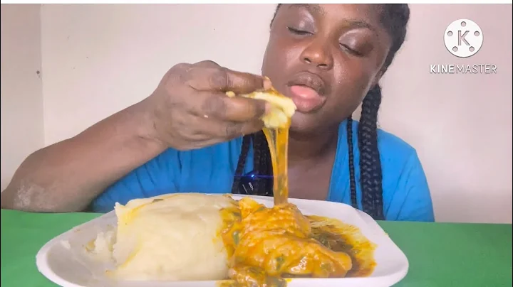 Asmr eating fufu semo wuth ogbono soup and turkey /Mukbang