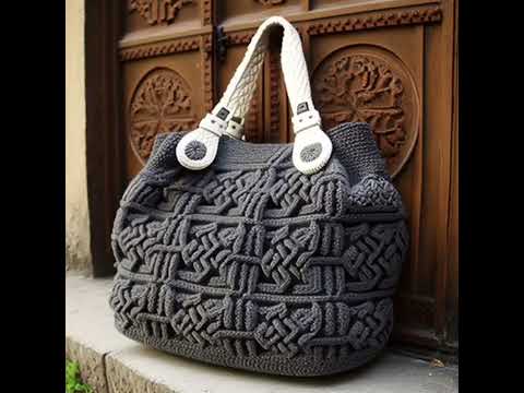 Crochet Woolen Gray Mixed Handbags Purse Ai Designs Ideas - Klmno Art