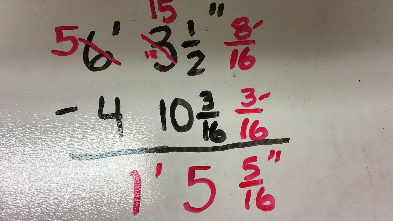 Add and subtract fractions - by a tape measure 