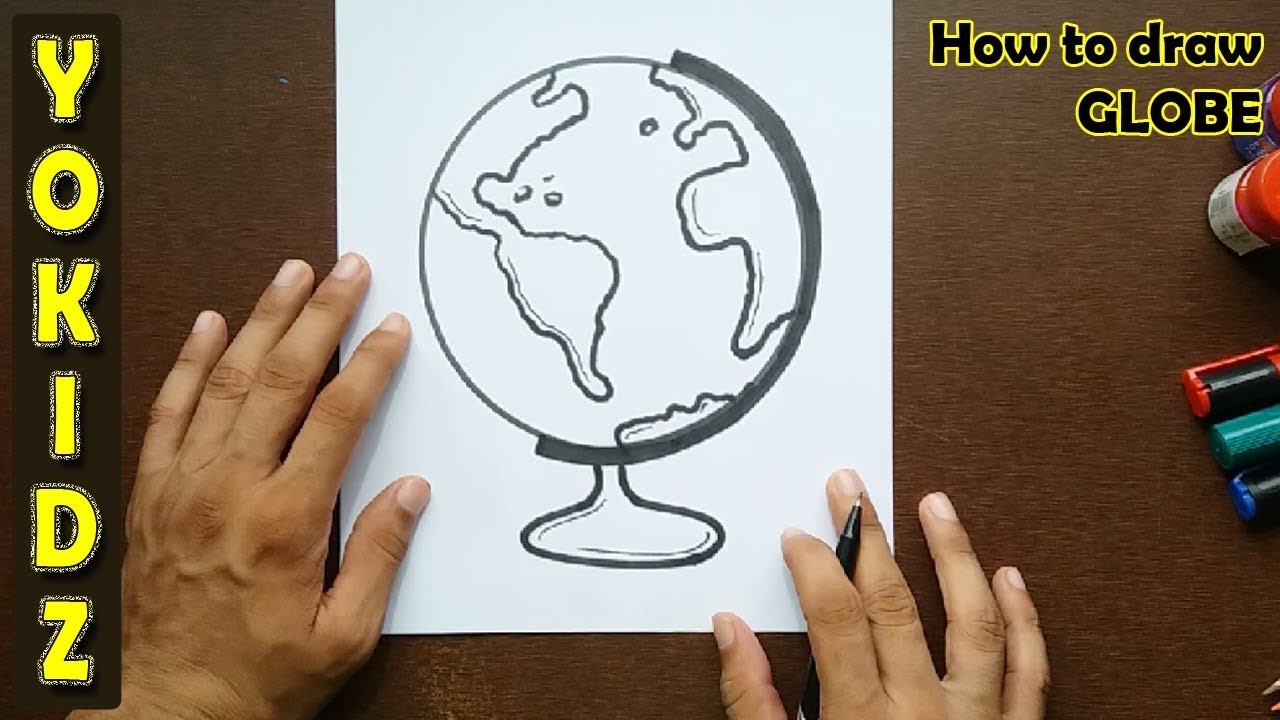 Earth globe design  Globe drawing, Earth globe, Cartoon globe