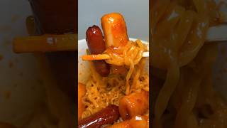 rose buldak ramen with sausage and rice cake asmr koreanfood