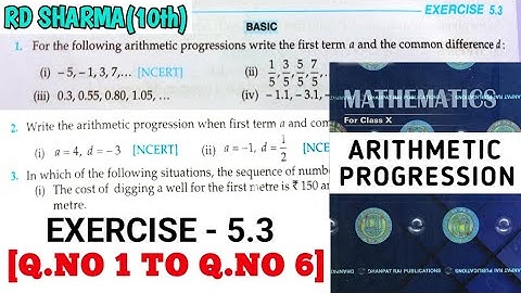 RD SHARMA CLASS 10 ARITHMETIC PROGRESSION EXERCISE- 5.3[Q.NO 1 TO 6] MATH FEAR | CHAPTER 5 | CBSE