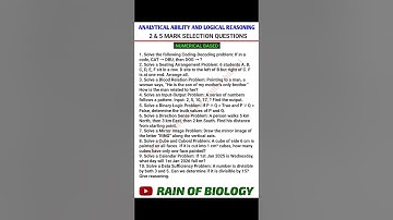 analytical ability and logical reasoning selection questions #sec#shorts #viralshorts #2ndsemester