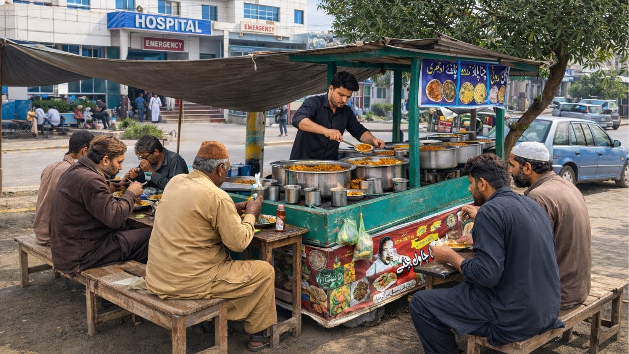 Desi HOSPITAL Morning Dhaba | Pakistani Channay Chawal — Street Food That Feeds the City 🇵🇰