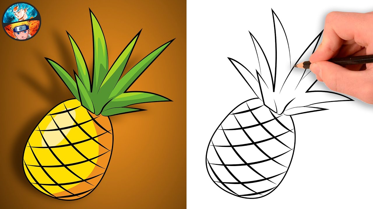 COMO DESENHAR UM ABACAXI FÁCIL PASSO A PASSO - DESENHANDO UM ABACAXI ...