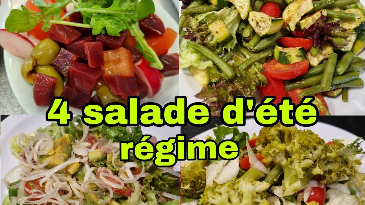 ربعة سلطات ريجيم شلايض صيفية خفن زربن   4 salade d'été régime khafane zarbane