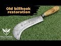 Billhook. Rusty axe restoration with heat treatment.