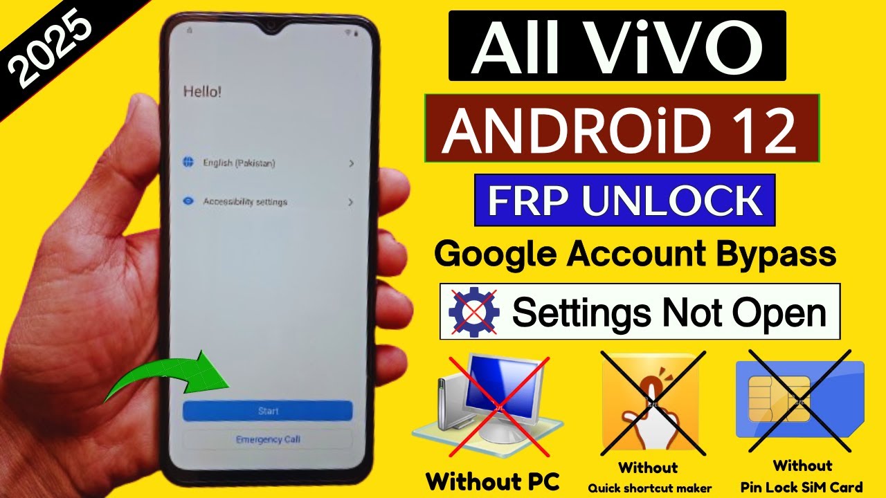 Vivo Android 12 Frp Unlock 2025 Setting Not Open | All Vivo Google/Frp Bypass Android 12 Without Pc
