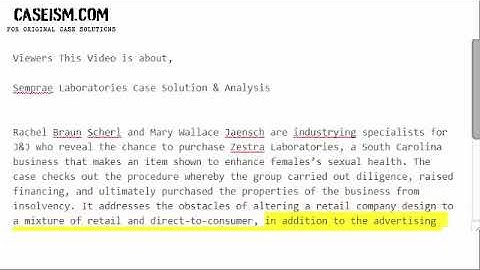 Semprae Laboratories Case Solution & Analysis-  Caseism.com