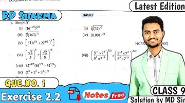 Exercise 2.2 Q1 | RD Sharma Class 9  | Chapter 2 Exponents of Real Numbers | MD Sir 9