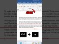 Cut Copy Paste using Shortcut | MS Word Cut Copy Paste | #shorts