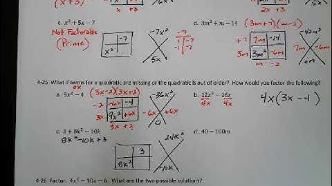 CPM Integrated II Lesson 4.1.3 Factoring More Quadratics