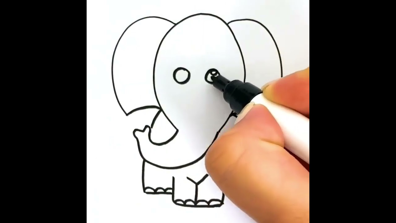 How to Draw Elephant Face awith Spoon Head | Simple Drawing  