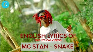 MC STΔN  -  SNAKE || Official Lyrics Video || Lyrics Video