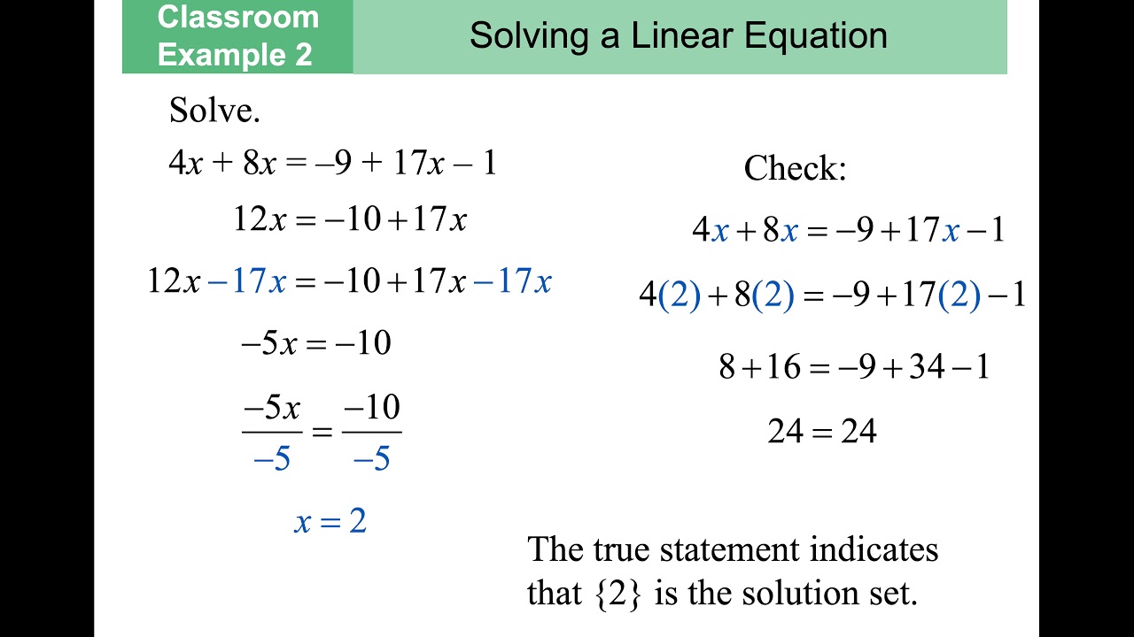 problem solving for linear equations