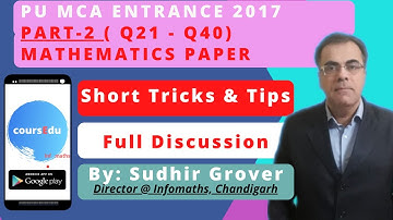 PU MCA 2017|Maths Solved Paper|Detailed Solutions |PART 2|MUST WATCH