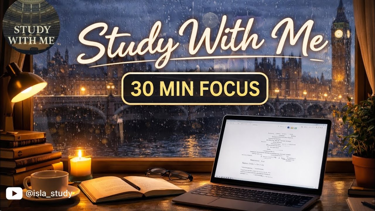 Study with me 30 minute focus with no background noise rainy 