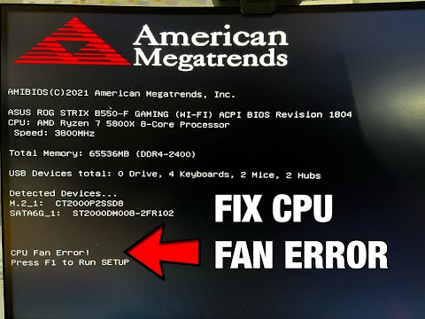 CPU Fan Speed Error Detected: Press F1 to run setup