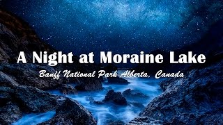 Moraine Lake Alberta Nighttime Stars Scene 100% Cotton Tote Bag, Reusable Canada 