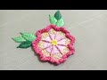 Hand Embroidery, flower pattern with detached double blanket stitch