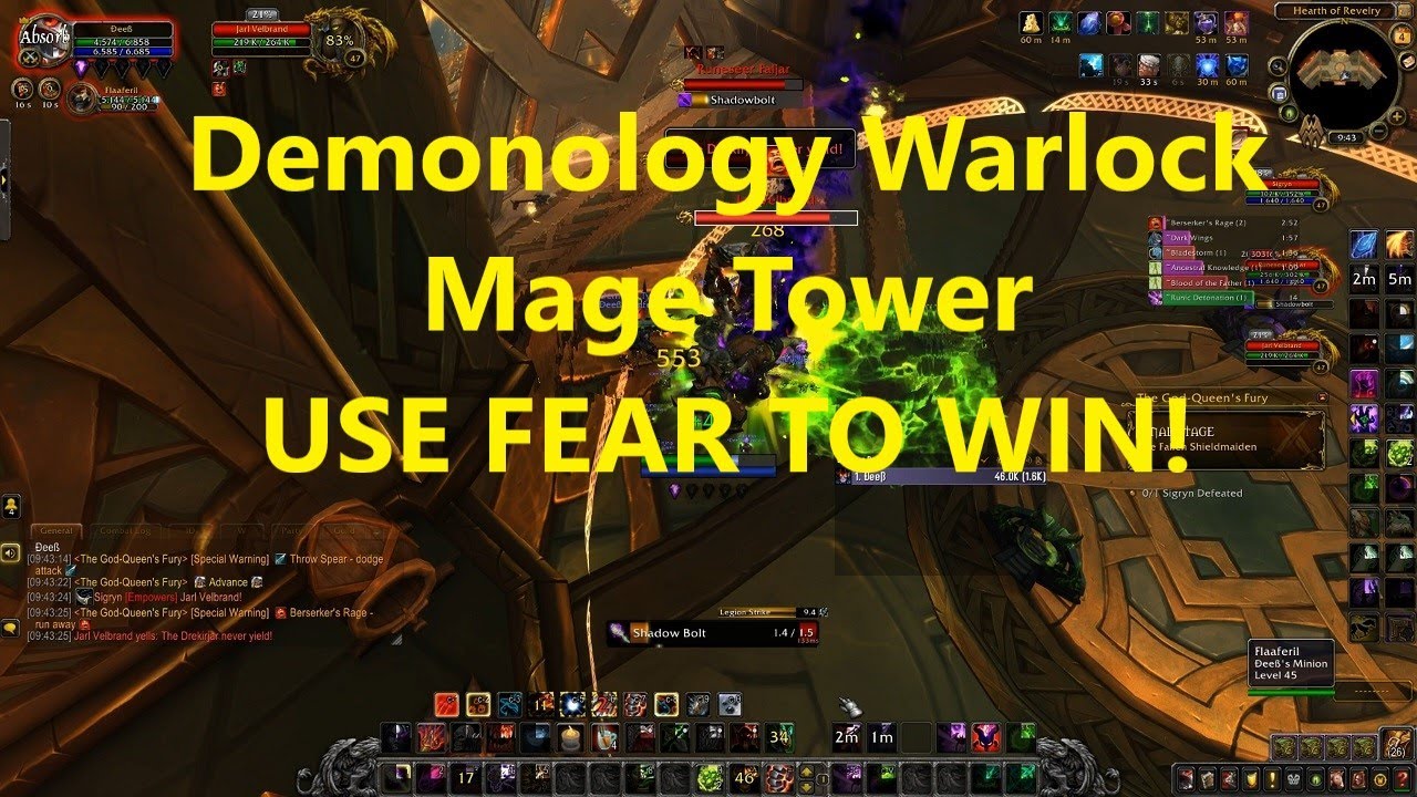 Demonology Warlock Mage Tower Challenge EASY MODE The God-Queen's Fury | WoW Shadowlands 9.1.5