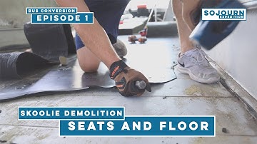 Skoolie Demo / Pulling out Bus Seats / School Bus Floor Removal
