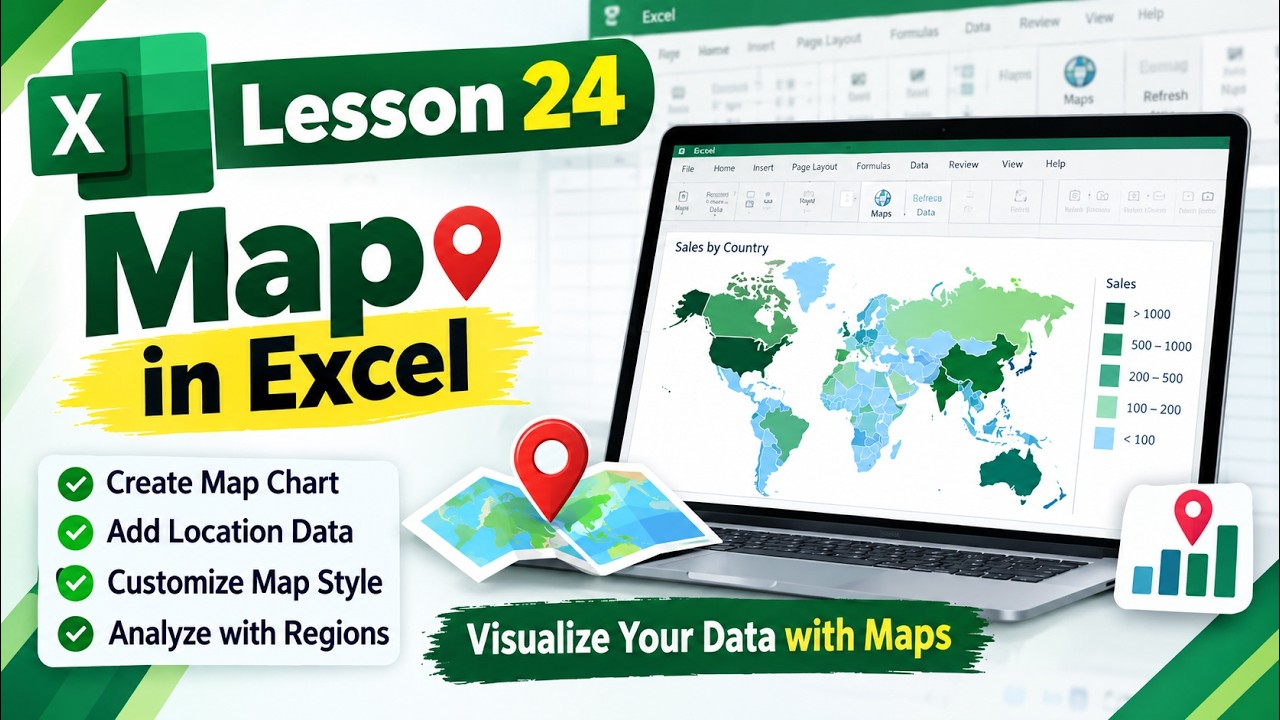 Lesson 24 How to Create a Map in Excel Excel Map Chart Tutorial - YouTube
