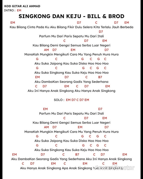 Kord Gitar / Singkong Dan Keju - Bill & Brod