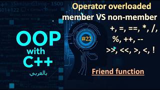 OOP with C++: 22- Operator Overloading (member & non-member ) + friend function - شرح عربي
