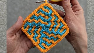 Crochet Mosaic Maze Granny Square