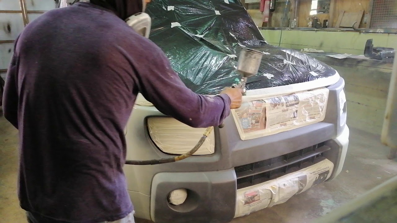 Honda element plastic panel applying primer - YouTube