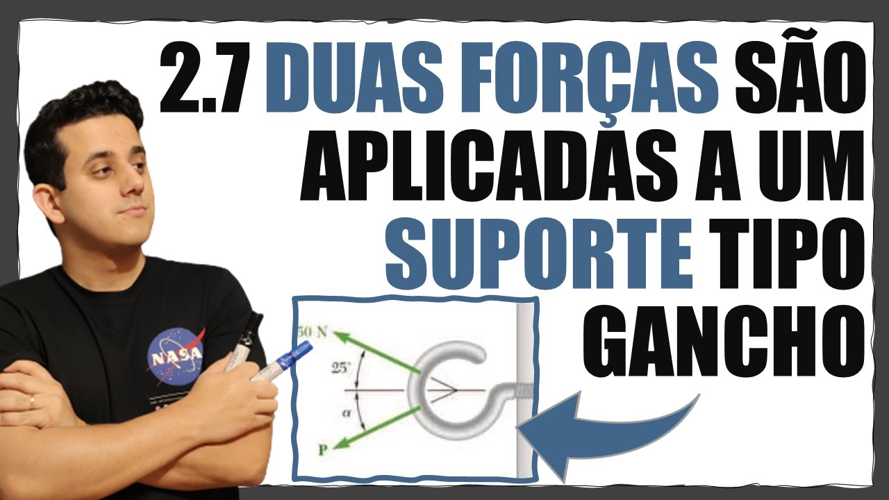 2.7 Duas Forças são aplicadas a um suporte tipo gancho indicadas na figura.
