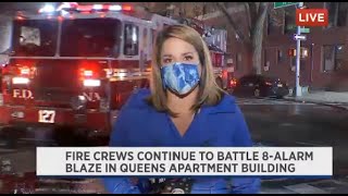 8 alarm fire in Jackson Heights NYC, Queens - 240 residents displaced