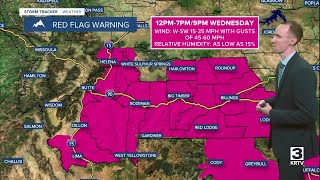 Gusty to strong winds and elevated fire danger on Wednesday