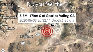 5.5 earthquake searles valley, california 6-3-20